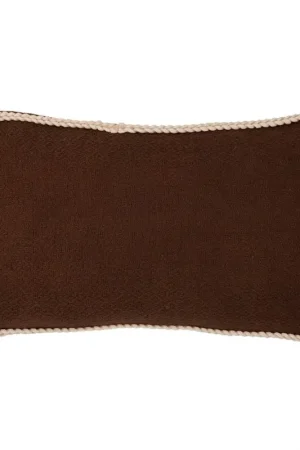 Housse de coussin en coton brun 50x30cm - Seguia Prix Bas