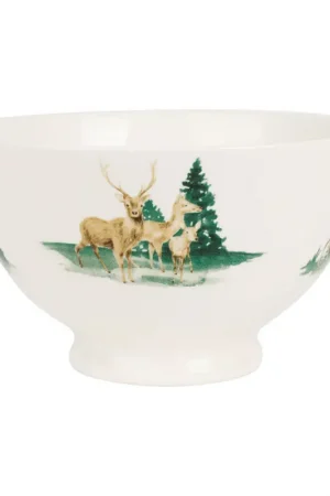 Bol cerf en faïence blanc et brun 75cl - Collection Dernier Modèle