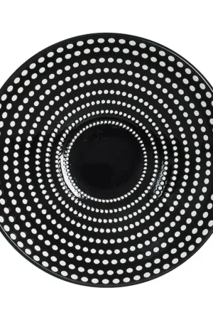 Assiette calotte en grès pois noir d19cm - galaxy Promotion Saisonnière