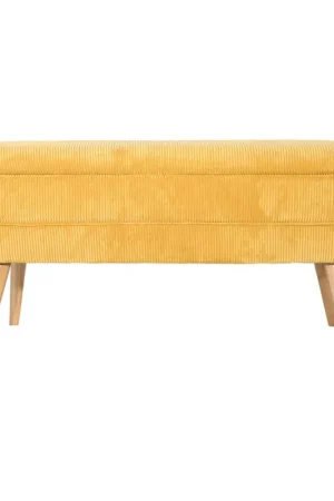 Banc coffre en velours côtelé moutarde - Eleonor Meilleur Prix