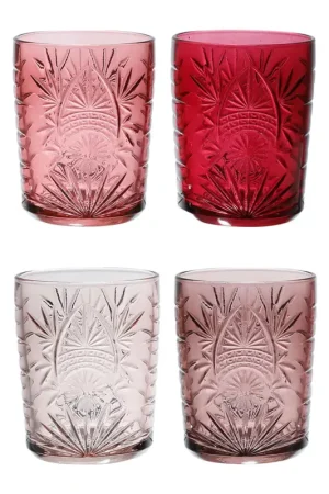 Achat Immédiat Lot de 4 gobelets en verre rose 35cl - Starla