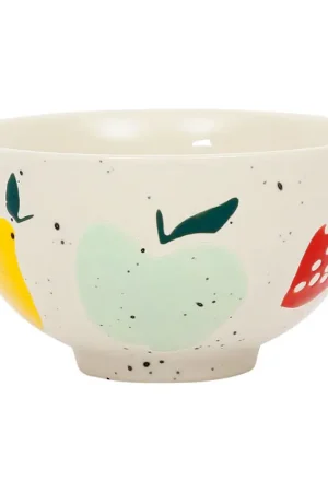 Bol en grès moucheté blanc et pomme multicolore 35cl - Les Fruits Pas Cher