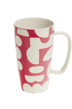 Soldes Mug en grès rouge et blanc 46cl - Ohana