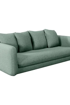 Canapé convertible 4 places Basile - Tissu Texturé - Jazz Bleu Aqua Soldes