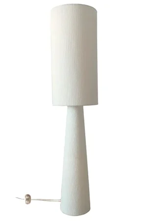 Lampadaire en velours côtelé blanc h130cm E24 - Saturne Pas Cher