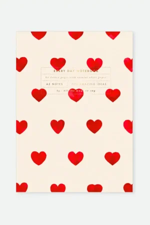Bon Marché Carnet cœur A5 blanc et rouge 64 pages