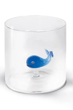 Nouveauté Verre à eau baleine bleue en verre borosilicate 25cl