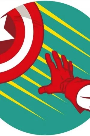 Bon Plan Papier Peint - Avengers Captains Shield Pop Art 125x125cm - Rond - Intissé - Adhésif