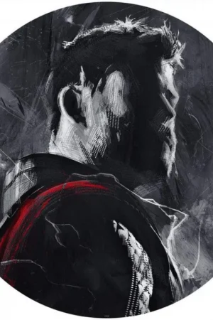 Achat Immédiat Papier Peint - Avengers Painting Thor 125x125cm - Rond - Intissé - Adhésif