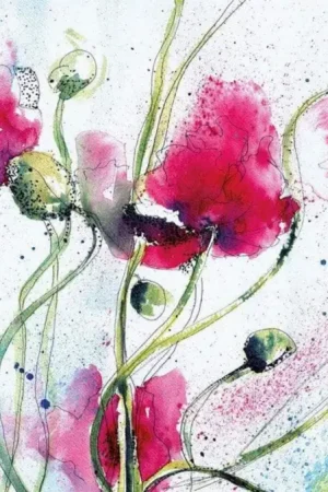 Commande En Gros Papier Peint - Poppies Watercolour 384x260cm - Intissé