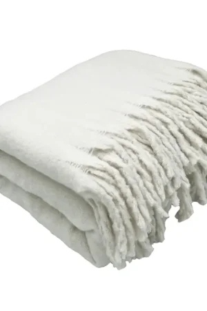 Plaid aspect mohair à franges torsadées Achetez Aujourd'hui