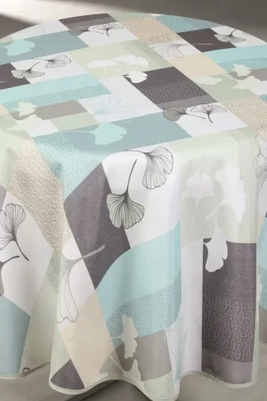 Nouveauté Nappe rondeanti taches motif floral ginko