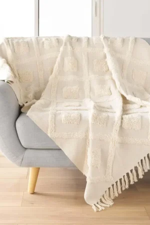 Expédition Rapide Plaid bohème tufté avec franges