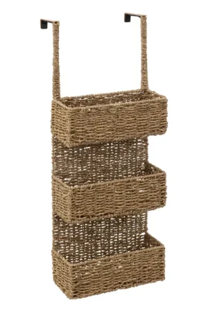 Prix Promo Etagère de porte 3 paniers tressés roseau