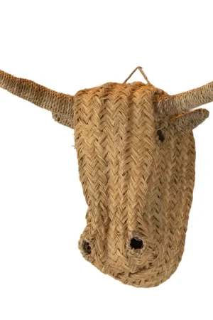 Prix Réduit Déco murale tête de bœuf en paille XL