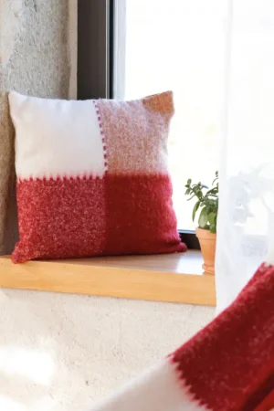 Réduction Housse de coussin à carreaux aspect mohair