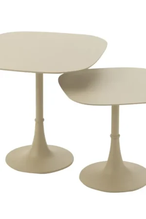 Meilleur Prix Tables d'appoint carré bord arrondi en métal lot de 2