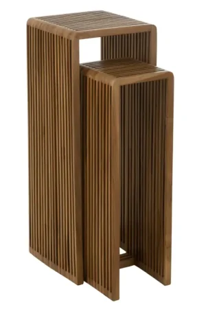 Meuble console gigogne cubique en teck lot de 2 Haute Qualité
