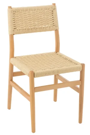 Chaise salle à manger en bois de hêtre et corde Nouvelle Collection