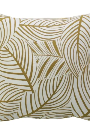 Coussin décoratif feuillage graphique en coton recyclé Nouvelle Collection