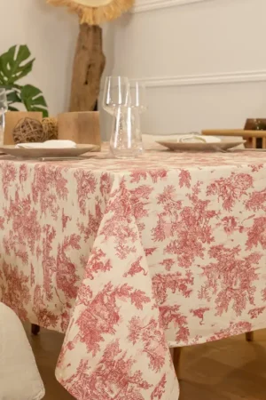 Quantité Limitée Nappe toile de Jouy rectangulaire plastifiée