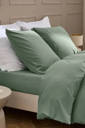 Offre Limitée Drap-housse en coton lavé motif carreaux jacquard