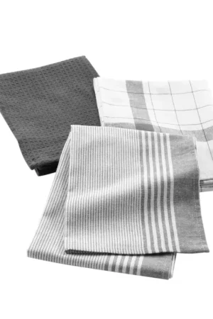 Lot de 3 torchons en coton tissé nid d’abeille Produit De Marque