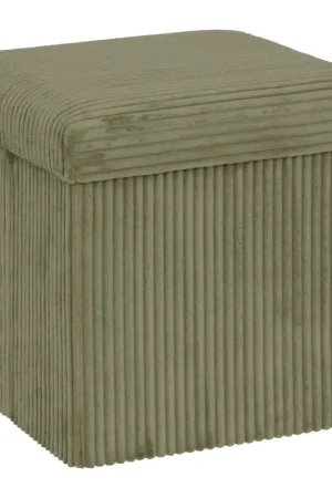 Pouf pliable effet velours côtelé avec rangement intégré Promotion