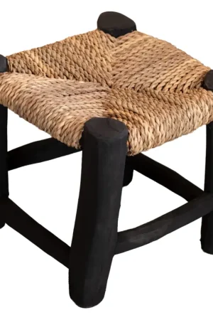 Tabouret marocain noir en bois Certifié