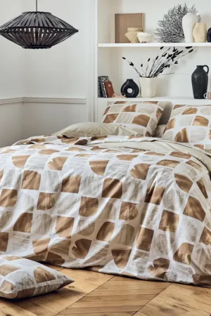 Parure de lit 3 pièces coton graphique housse + taies Offre Spéciale