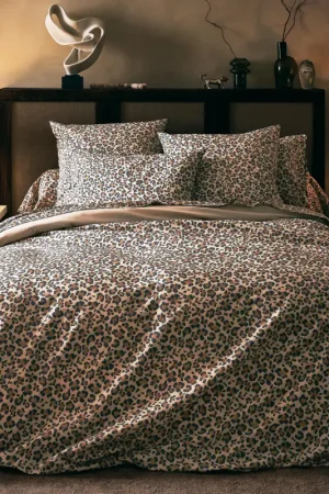 Parure de lit 3 pièces percale de coton léopard housse + taies Pas Cher