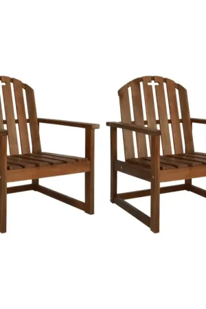 Lot de 2 chaises de jardin en bois d’acacia avec accoudoirs Prix Choc