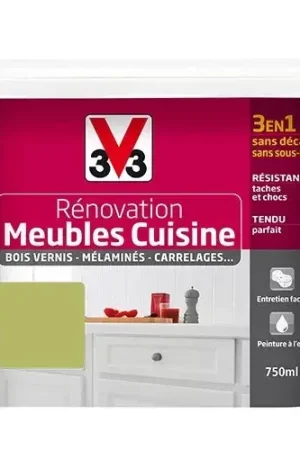 Paiement Sécurisé V33 Rénovation Meubles Cuisine (Bois vernis-Mélaminés-Stratifiés) Satin Absinthe