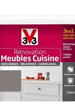 V33 Rénovation Meubles Cuisine (Bois vernis-Mélaminés-Stratifiés) Satin Seigle Prix Réduit