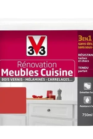 V33 Rénovation Meubles Cuisine (Bois vernis-Mélaminés-Stratifiés) Satin Cardinal Nouvelle Collection