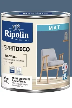 Peinture acrylique RIPOLIN Esprit Déco Mat Bleu seram Seulement Aujourd'hui