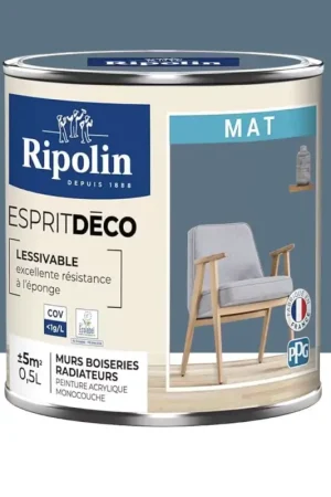 Prix Bas Peinture acrylique RIPOLIN Esprit Déco Mat Bleu madura