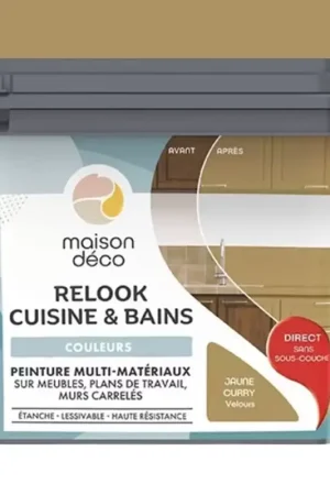 Peinture multi-matériaux sur meubles, plans de travail, murs carrelés MAISON DÉCO Relook Cuisine & Bains Jaune curry Achat Immédiat