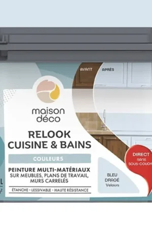 Must-Have Peinture multi-matériaux sur meubles, plans de travail, murs carrelés MAISON DÉCO Relook Cuisine & Bains Bleu dragé