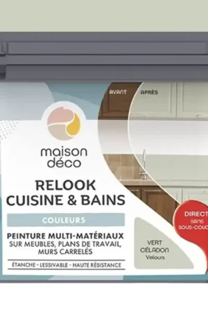 Prix Bas Peinture multi-matériaux sur meubles, plans de travail, murs carrelés MAISON DÉCO Relook Cuisine & Bains Vert céladon
