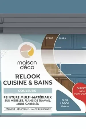 Offre Exclusive Peinture multi-matériaux sur meubles, plans de travail, murs carrelés MAISON DÉCO Relook Cuisine & Bains Bleu lagon