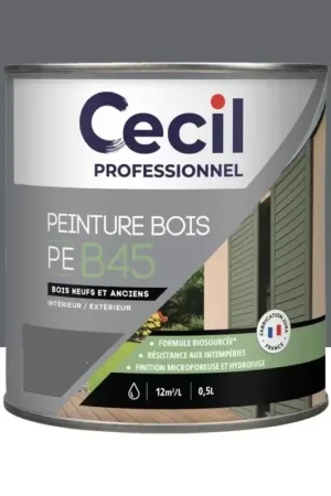 Peinture Bois Acrylique Cécil Professionnel PEB45 Gris basalte mat Pas Cher