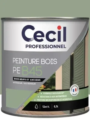 Haute Qualité Peinture Bois Acrylique Cécil Professionnel PEB45 Vert olivier mat