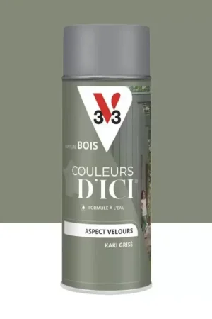 Aérosol Peinture pour Bois Extérieurs V33 Couleurs d'ICI Velours Kaki grisé Remise
