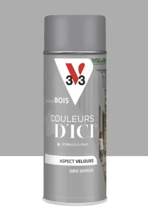 Dernier Modèle Aérosol Peinture pour Bois Extérieurs V33 Couleurs d'ICI Velours Gris soyeux
