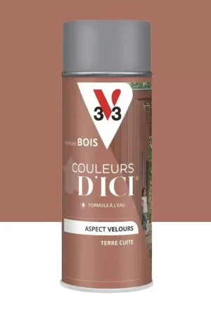 Vente Directe Aérosol Peinture pour Bois Extérieurs V33 Couleurs d'ICI Velours Terre cuite
