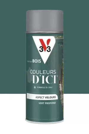 Aérosol Peinture pour Bois Extérieurs V33 Couleurs d'ICI Velours Vert profond Authentique