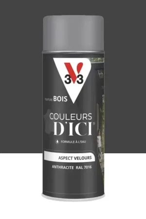 Aérosol Peinture pour Bois Extérieurs V33 Couleurs d'ICI Velours Anthracite Expédition Rapide