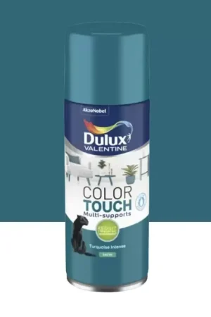 Livraison Express Bombe aérosol de peinture DULUX VALENTINE Color Touch Turquoise intense satin