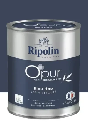 Peinture Murs, Boiseries, Radiateurs RIPOLIN OPur Satin velouté Bleu Hao NP Bon Marché